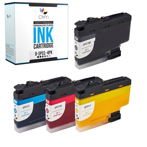 CMYi SP01 Black/Color Printer Ink Cartridges Compatible with Brother SP1 Sublimation, 4-Pack