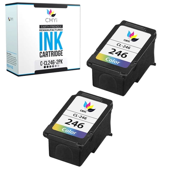 CMYi CL-246 Inkjet Printer Ink Cartridges Compatible for Canon CL-246 PIXMA Series, 2 Tri-color