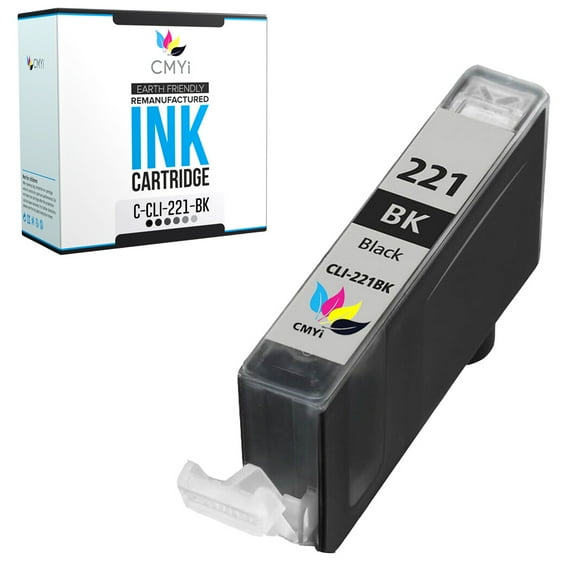 CMYi CLI-221 Black 1-Pack Ink Cartridge compatible for Canon CLI-221 - PIXMA iP3600, iP4600, iP4700, MP540, MP560, MP620, MP620B, MP640, MP640R, MP980, MP990, MX860, MX870, PMFP1 (1 Black)