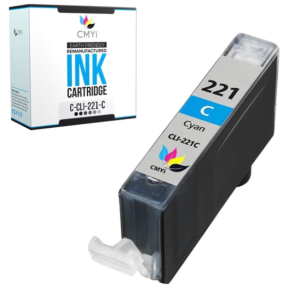 CMYi CLI-221 Cyan 1-Pack Ink Cartridge compatible for Canon CLI-221 - PIXMA iP4600, iP4700, MP540, MP560, MP620, MP620B, MP640, MP640R, MP980, MP990, MX860, MX870, PMFP1, PMFP3, SFP1, SFP2 (1 Cyan)