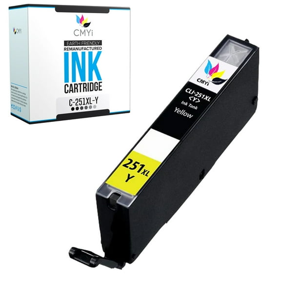 CMYi CLI-251XL Yellow 1-Pack Ink Cartridge compatible for Canon CLI-251XL - PIXMA IP7220, iP8720, iX6820, MG5422, MG5622, MG6320, MG6420, MG6620, MG7120, MG7520, MX722, MX920, MX922 (1 Yellow)