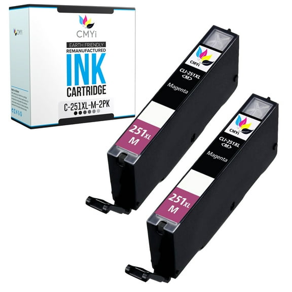 CMYi CLI-251XL Magenta 2-Pack Ink Cartridges compatible for Canon CLI-251XL - PIXMA IP7220, iP8720, iX6820, MG5420, MG5422, MG5500, MG5520, MG5522, MG5620, MG5622, MG6320, MG6420, MG6620 (2 Magenta)