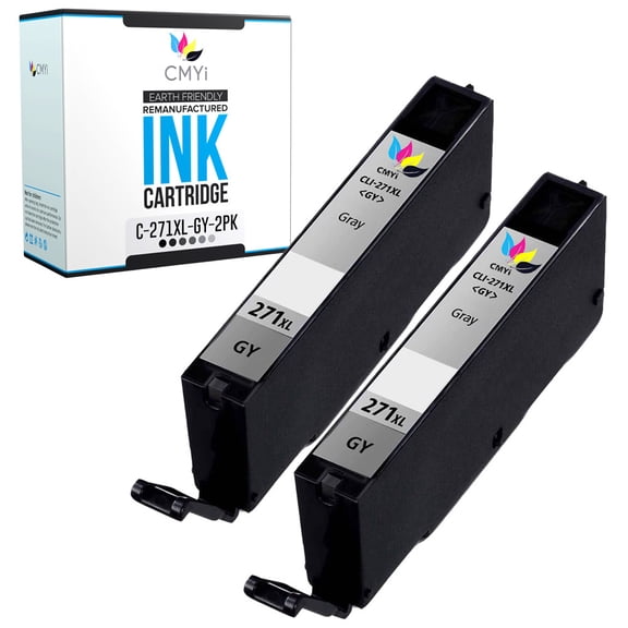 CMYi CLI-271XL Gray 2-Pack Ink Cartridges compatible for Canon CLI-271XL - PIXMA MG5720, MG5721, MG5722, MG7700, MG7720, TS8020, TS9020 (2 Gray)