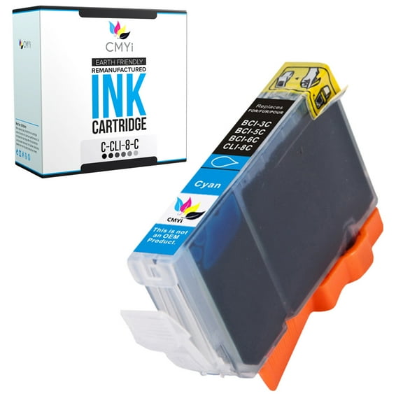 CMYi CLI-8 Cyan 1-Pack Ink Cartridge compatible for Canon CLI-8 - PIXMA iP3300, iP3500, iP4200, iP4300, iP4500, iP5200, iP5200R, iP5300, iP6600D, iP6700D, iX4000, iX5000, MP500, MP510, MP520 (1 Cyan)