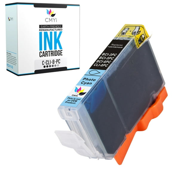 CMYi CLI-8 Photo Cyan 1-Pack Ink Cartridge compatible for Canon CLI-8 - PIXMA iP6600D, iP6700D, MP950, MP960, MP970, Pro 6000, Pro 6500, Pro 9000, Pro 9000 Mark II (1 Photo Cyan)