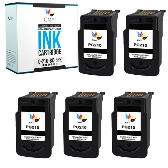 CMYi PG-210 Black 5-Pack Ink Cartridges compatible for Canon PG-210 - PIXMA  MP250, MP270, MP280, MP480, MP490, MP495, MP499, MX320, MX330, MX340, MX350, MX360, MX410, MX420, MP235, MP282 (5 Black)