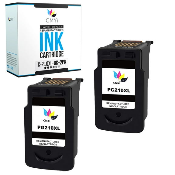 CMYi PG-210XL Inkjet Printer Ink Cartridges Compatible for Canon PIXMA Series Printers, 2 Black