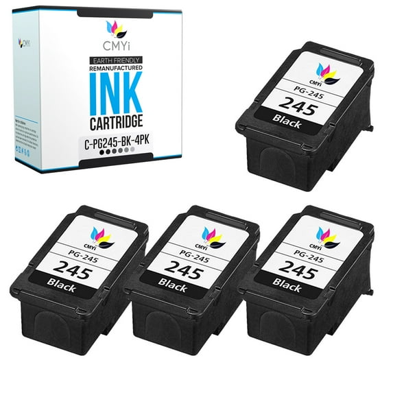 CMYi PG-245 Black 4-Pack Ink Cartridges compatible for Canon PG-245 - PIXMA iP2810, iP2820, MG2410, MG2420, MG2450, MG2510, MG2520, MG2522, MG2525, MG2550S, MG2555, MG2900, MG2920, MG2922 (4 Black)
