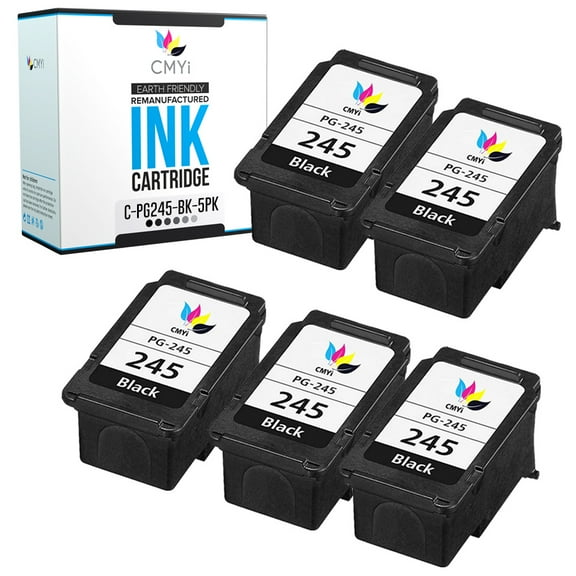 CMYi PG-245 Black 5-Pack Ink Cartridges compatible for Canon PG-245 - PIXMA TR4551, TR4650, TR4651, TS202, TS302, TS3100, TS3120, TS3122, TS3129, TS3320, TS3322, TS3352, TS3420, TS3450 (5 Black)