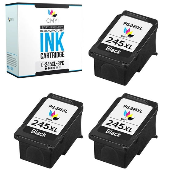 CMYi Black Ink Cartridges compatible with Canon PG-245XL Inkjet Printers, 3-Pack