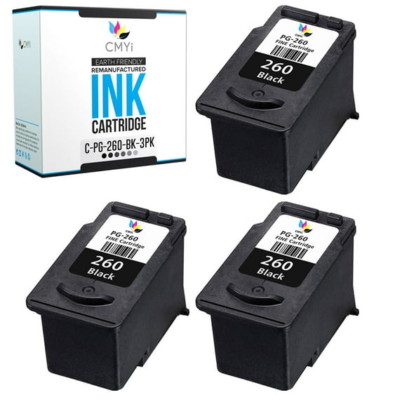 CMYi PG-260 Black 3-Pack Ink Cartridges compatible for Canon PG-260 - PIXMA TR7020, TR7020a, TR7022a, TS5320, TS6420, TS6420a (3 Black)