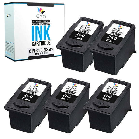 CMYi PG-260 Black 5-Pack Ink Cartridges compatible for Canon PG-260 - PIXMA TR7020, TR7020a, TR7022a, TS5320, TS6420, TS6420a (5 Black)