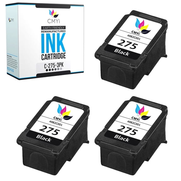 CMYi PG-275 Black Ink Cartridges Compatible with Canon PG-275 PIXMA Inkjet Printers (3-Pack)