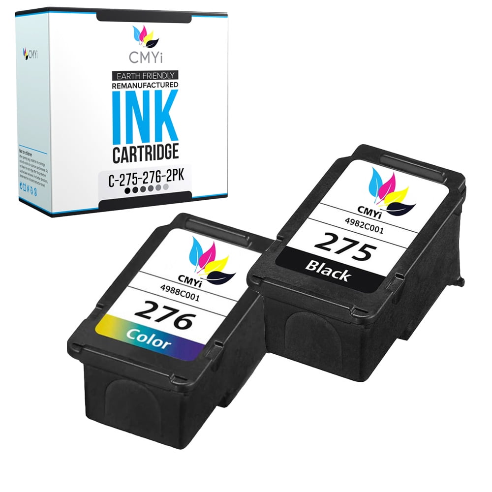 CMYi PG-275 CL-276 Combo Pack Ink Cartridges compatible with Canon Printers, 1 Black, 1 Tri-color