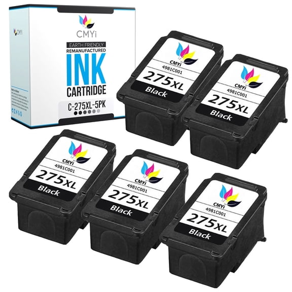 CMYi PG-275XL Black Ink Cartridges Compatible with Canon PG-275 Inkjet Printers, 5-Pack