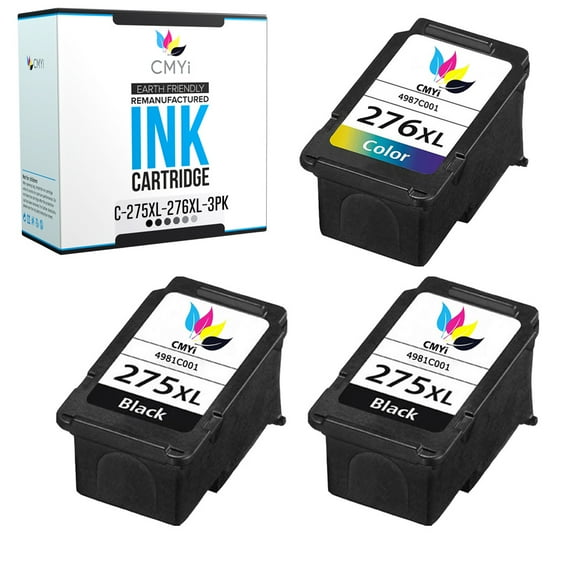 CMYi PG-275 CL-276 Combo Pack Ink Cartridges compatible with Canon Printers, 2 Black, 1 Tri-color