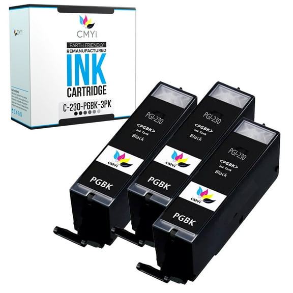 CMYi PGI-230 Black 3-Pack Ink Cartridges compatible for Canon PGI-230 - PIXMA TS8820 (3 Pigment Black)