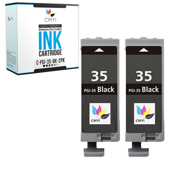 CMYi PGI-35 Black 2-Pack Ink Cartridges compatible for Canon PGI-35 - PIXMA iP100, iP110, mini260, mini320, mini360, TR150 (2 Black)