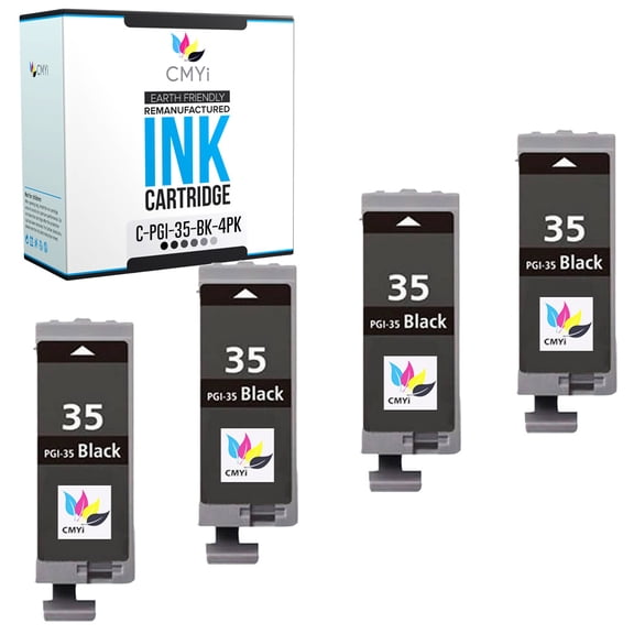 CMYi PGI-35 Black 4-Pack Ink Cartridges compatible for Canon PGI-35 - PIXMA iP100, iP110, mini260, mini320, mini360, TR150 (4 Black)