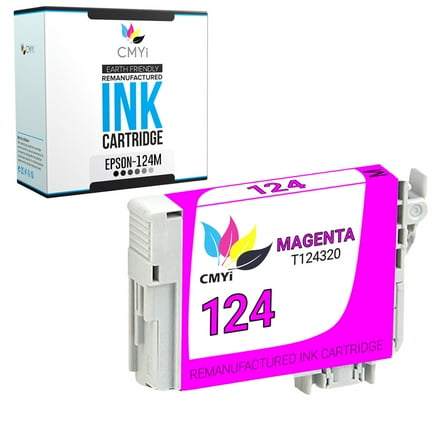 CMYi 124 Magenta 1-Pack Ink Cartridge compatible for Epson 124 - Stylus NX125, NX127, NX130, NX230, NX330, NX420, NX430, WorkForce 320, 323, 325, 435 (1 Magenta)