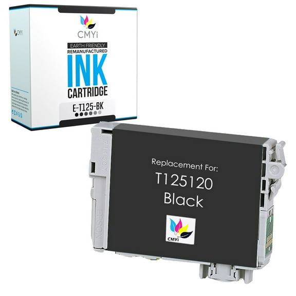 CMYi 125 Black 1-Pack Ink Cartridge compatible for Epson 125 - Stylus NX125, NX127, NX130, NX230, NX420, NX530, NX625, WorkForce 320, 323, 325, 520 (1 Black)