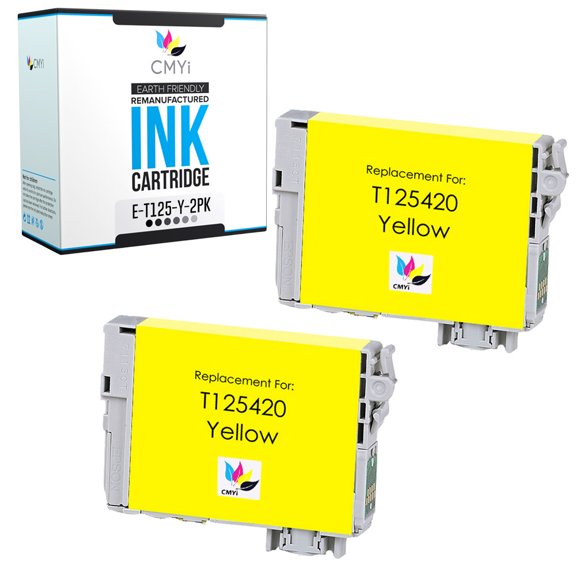CMYi 125 Yellow 2-Pack Ink Cartridges compatible for Epson 125 - Stylus NX125, NX127, NX130, NX230, NX420, NX530, NX625, WorkForce 320, 323, 325, 520 (2 Yellow)