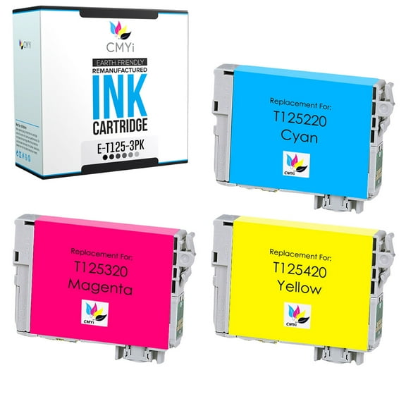 CMYi 125 Combo Pack of 3 Ink Cartridges compatible for Epson 125 - Stylus NX125, NX127, NX130, NX230, NX420, NX530, NX625, WorkForce 320, 323, 325, 520 (1 Cyan, 1 Magenta, 1 Yellow)