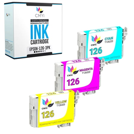 CMYi 126 Combo Pack of 3 Ink Cartridges compatible for Epson 126 - WorkForce 435, 520, 545, 630, 633, 635, 645, 840, 845, WF-3520, WF-3530, WF-3540, WF-7010, WF-7510 (1 Cyan, 1 Magenta, 1 Yellow)