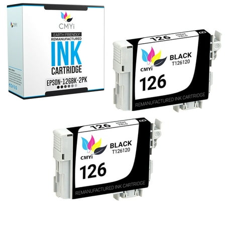 CMYi 126 Black 2-Pack Ink Cartridges compatible for Epson 126 - WorkForce 435, 520, 545, 60, 630, 633, 635, 645, 840, 845, WF-3520, WF-3530, WF-3540, WF-7010, WF-7510, Stylus, NX330, NX430 (2 Black)