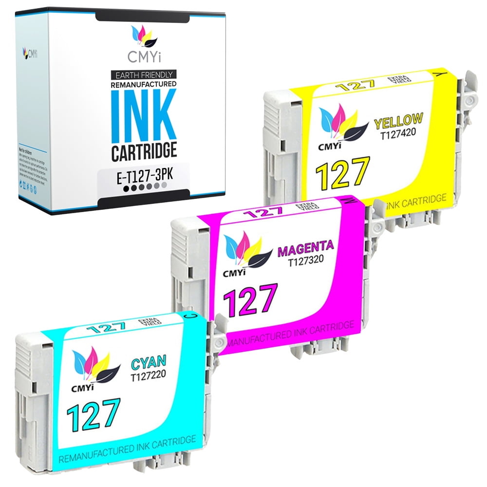CMYi 127 Combo Pack of 3 Ink Cartridges compatible for Epson 127 - WorkForce 545, 60, 630, 633, 635, 645, 840, 845, WF-3520, WF-3530, WF-3540, WF-7010, WF-7510, WF-7520 (1 Cyan, 1 Magenta, 1 Yellow)