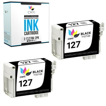 CMYi 127 Black 2-Pack Ink Cartridges compatible for Epson 127 - WorkForce 545, 60, 630, 633, 635, 645, 840, 845, WF-3520, WF-3530, WF-3540, WF-7010, WF-7510, WF-7520, Stylus NX530, NX625 (2 Black)