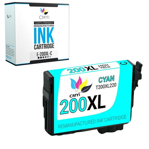 CMYi 200XL Cyan 1-Pack Ink Cartridge compatible for Epson 200XL - Expression XP-200, XP-300, XP-310, XP-400, XP-410, WorkForce WF-2520, WF-2530, WF-2540 (1 Cyan)