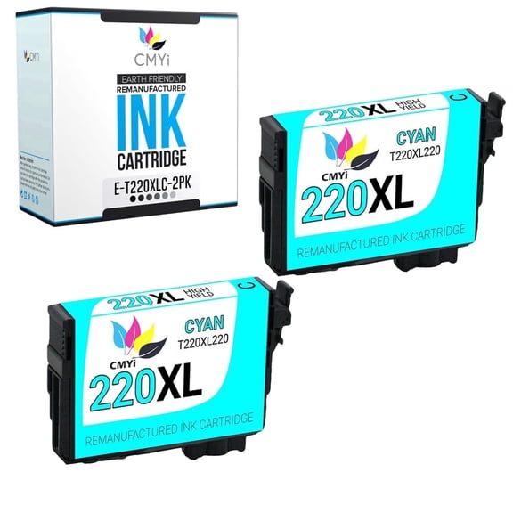 CMYi 220XL Compatible for Epson Color Ink Cartridges for Printers, WorkForce and Expression Series, Cyan, 2 Pack