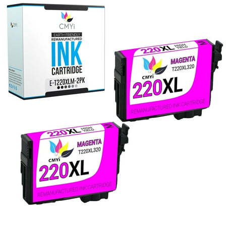 CMYi 220XL Magenta 2-Pack Ink Cartridges compatible for Epson 220XL - WorkForce WF-2630, WF-2650, WF-2660, WF-2750, WF-2760, Expression XP-320, XP-420, XP-424 (2 Magenta)
