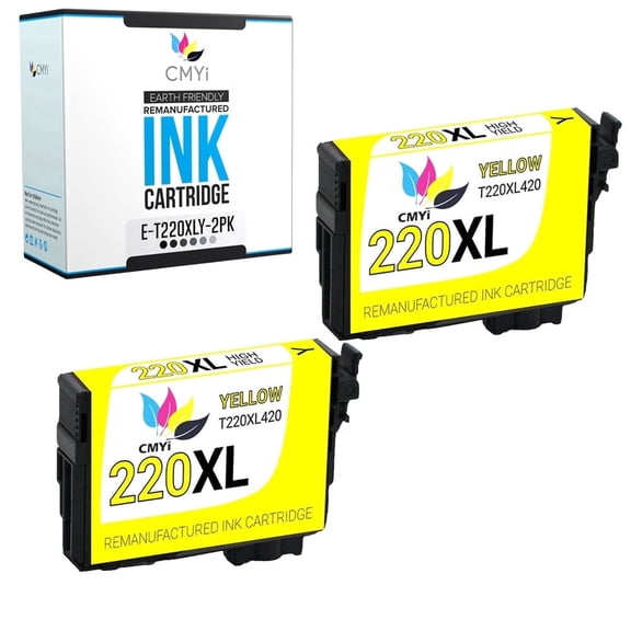 CMYi 220XL Compatible with Epson Color Ink Cartridges for Printers, Expression, WorkForce Series, Yellow, 2 Pack