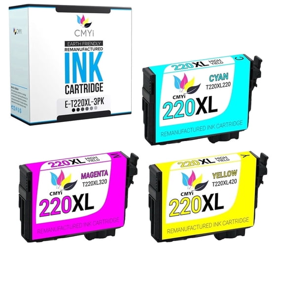 CMYi 220XL Compatible with Epson Color Ink Cartridges for Printers, Expression, WorkForce Series, Cyan, Magenta, Yellow, 3 Pack