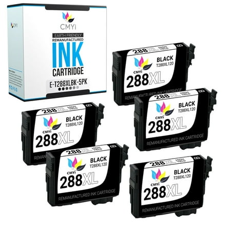 CMYi 288XL Black 5-Pack Ink Cartridges compatible for Epson 288XL - Expression XP-330, XP-340, XP-430, XP-434, XP-440, and XP-446 (5 Black)