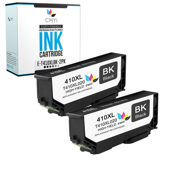 CMYi 410XL Black 2-Pack Ink Cartridges compatible for Epson 410XL - Expression XP-540, XP-7100, XP-530, XP-630, XP-635, XP-640, and XP-830 (2 Black)
