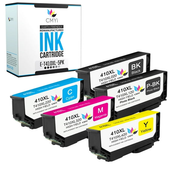 CMYi 410XL Combo Pack of 5 Ink Cartridges compatible for Epson 410XL - Expression XP-540, XP-7100, XP-530, XP-630, XP-635, XP-640, and XP-830 (1 Black, 1 Photo Black, 1 Cyan, 1 Magenta, 1 Yellow)