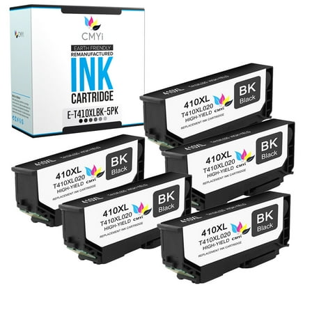 CMYi 410XL Ink Cartridges Compatible for Epson Expression Series Inkjet Printers, 5 Black