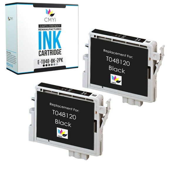 CMYi 48 Black 2-Pack Ink Cartridges compatible for Epson 48 - Stylus Photo R200, R220, R300, R300M, R320, R330M, R340, R500, R600, RX500, RX600, RX620 (2 Black)