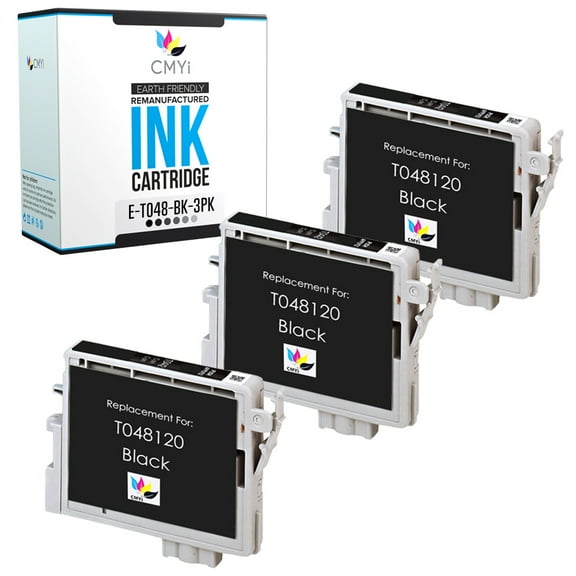 CMYi 48 Black 3-Pack Ink Cartridges compatible for Epson 48 - Stylus Photo R200, R220, R300, R300M, R320, R330M, R340, R500, R600, RX500, RX600, RX620 (3 Black)