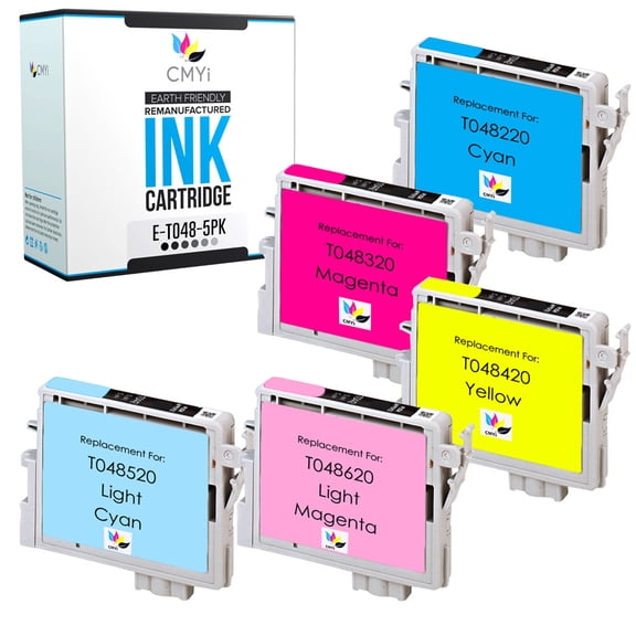 CMYi 48 Combo Pack of 5 Ink Cartridges compatible for Epson 48 - Stylus Photo R220, R300, R300M, R320, R330M, R340, R500, R600, RX500 (1 Cyan, 1 Magenta, 1 Yellow, 1 Light Cyan, 1 Light Magenta)
