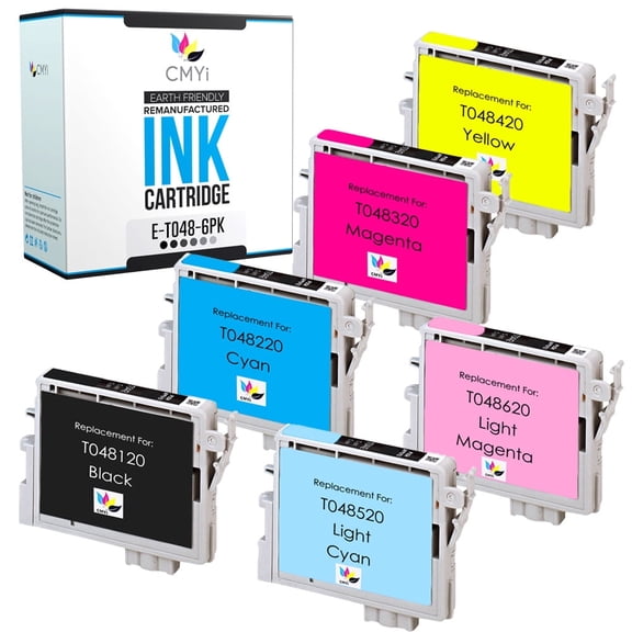 CMYi 48 Combo Pack of 6 color ink cartridges for printers compatible with Epson 48 (1 Black, 1 Cyan, 1 Magenta, 1 Yellow, 1 Light Cyan, 1 Light Magenta)