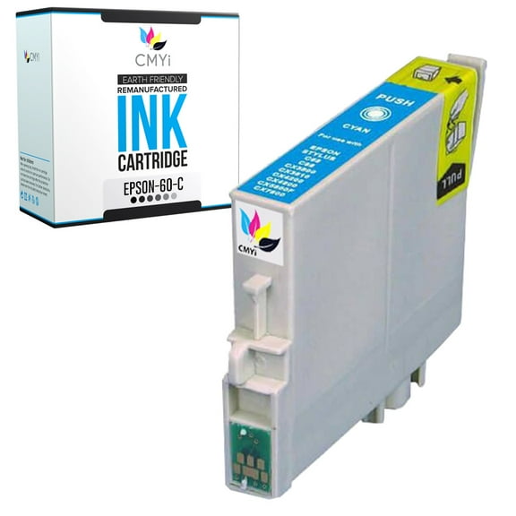 CMYi 60 Cyan 1-Pack Ink Cartridge compatible for Epson 60 - Stylus C68, C88, C88+, CX3800, CX3810, CX4200, CX4800, CX5800, CX5800F, CX7800, DX3800, DX4800, D68P, D88, D88+ (1 Cyan)