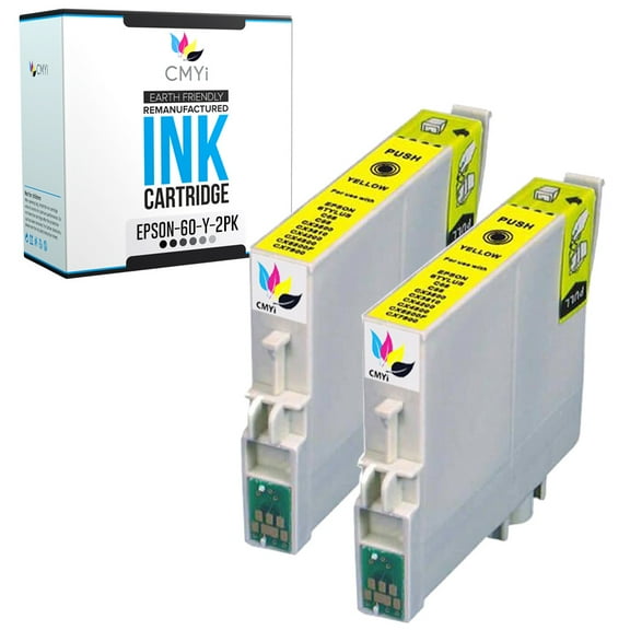 CMYi 60 Yellow 2-Pack Ink Cartridges compatible for Epson 60 - Stylus C68, C88, C88+, CX3800, CX3810, CX4200, CX4800, CX5800, CX5800F, CX7800, DX3800, DX4800, D68P, D88, D88+ (2 Yellow)
