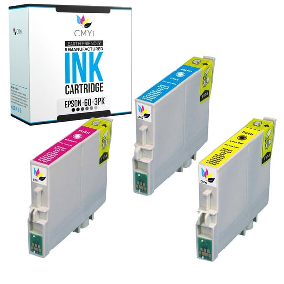 CMYi 60 Combo Pack of 3 Ink Cartridges compatible for Epson 60 - Stylus C68, C88, C88+, CX3800, CX3810, CX4200, CX4800, CX5800, CX5800F, CX7800, DX3800, DX4800, D68P (1 Cyan, 1 Magenta, 1 Yellow)
