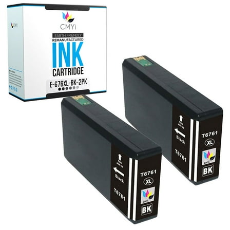 CMYi 676XL Black 2-Pack Ink Cartridges compatible for Epson 676XL - WorkForce WF-4010, WF-4020, WF-4023, WF-4090, WF-4520, WF-4530, WF-4533, WF-4540, WF-4590 (2 Black)