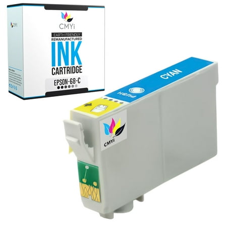CMYi 68 Cyan 1-Pack Ink Cartridge compatible for Epson 68 - Stylus C120, CX5000, CX6000, CX8400, NX215, NX300, NX305, NX510, NX615, WorkForce 1100, 1300, 30, 310, 315, 40, 500, 600, 610, 615 (1 Cyan)