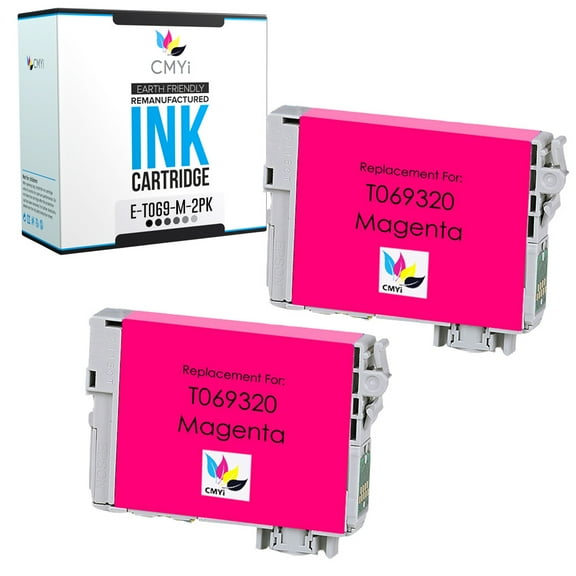 CMYi 69 Magenta 2-Pack Ink Cartridges compatible for Epson 69 - Stylus C120, CX5000, CX6000, N10, N11, NX100, NX105, NX11, NX110, NX510, NX515, WorkForce 1100, 1300, 30, 310, 315, 40, 500 (2 Magenta)